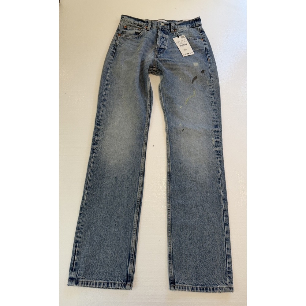 ZARA Women's Boyfriend Size 2 TALL Denim Jeans Low Rise Straight Leg NEW w/Tags